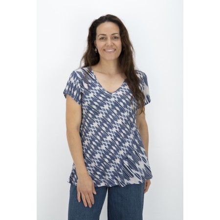 Masai Clothing MaKallo Print Dobby Top - Blue