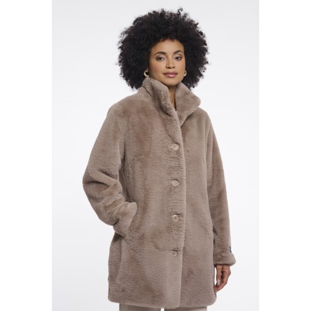 RINO AND PELLE Nonna Mocha Latte Faux Fur Coat - Beige