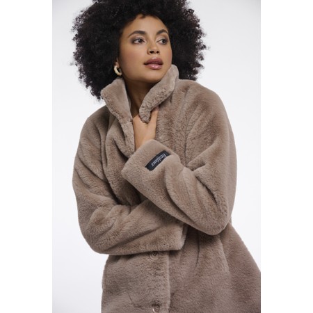 RINO AND PELLE Nonna Mocha Latte Faux Fur Coat - Beige