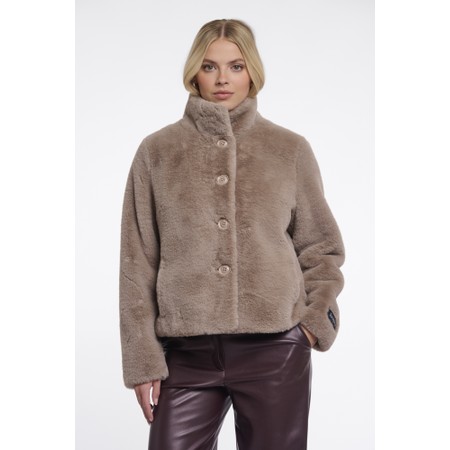 RINO AND PELLE Vie Mocha Latte Faux Fur Jacket - Beige