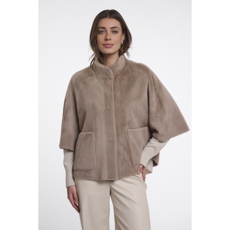 RINO AND PELLE Dewi Mocha Latte Faux Fur Cape - Beige