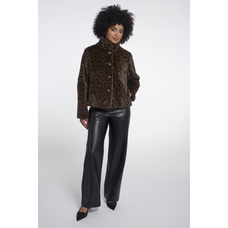RINO AND PELLE Vie Brown Leopard Faux Fur Jacket - Brown