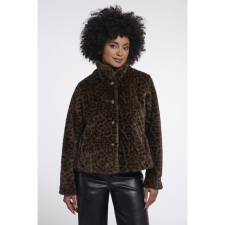 RINO AND PELLE Vie Brown Leopard Faux Fur Jacket - Brown
