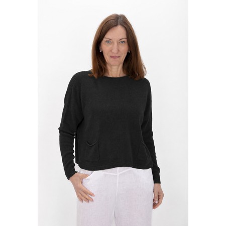 Amazing Woman Jodie Charcoal Front Pocket Supersoft Knit Jumper - Black