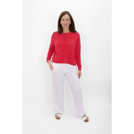 Amazing Woman Jodie Coral Red Front Pocket Supersoft Knit Jumper - Red