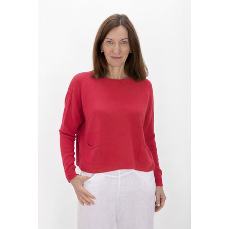 Amazing Woman Jodie Coral Red Front Pocket Supersoft Knit Jumper - Red