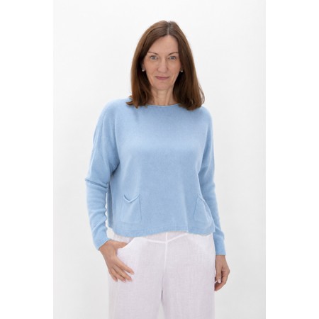Amazing Woman Jodie Crystal Blue Front Pocket Supersoft Knit Jumper - Blue
