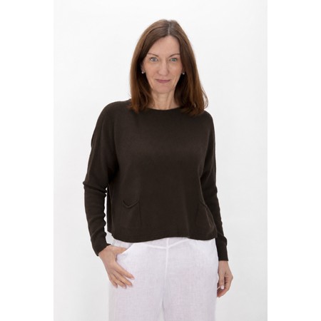 Amazing Woman Jodie Dark Chocolate Front Pocket Supersoft Knit Jumper - Brown