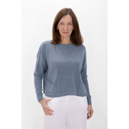 Amazing Woman Jodie Denim Blue Front Pocket Supersoft Knit Jumper - Blue