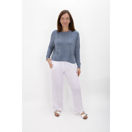 Amazing Woman Jodie Denim Blue Front Pocket Supersoft Knit Jumper - Blue