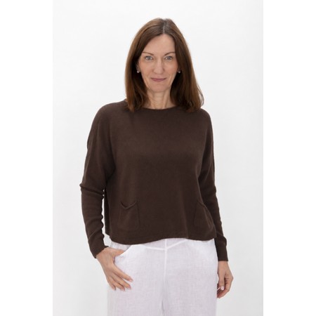 Amazing Woman Jodie Espresso Front Pocket Supersoft Knit Jumper - Brown