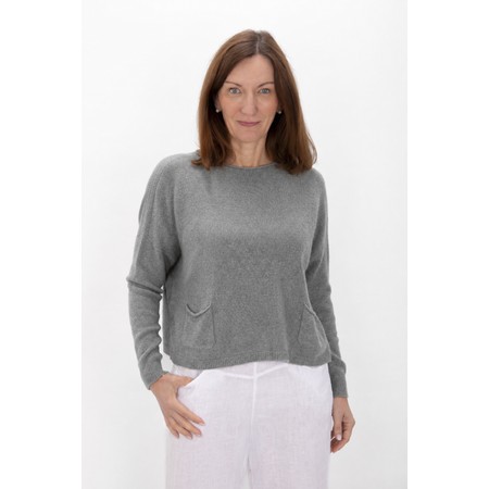 Amazing Woman Jodie Grey Marl Front Pocket Supersoft Knit Jumper - Grey