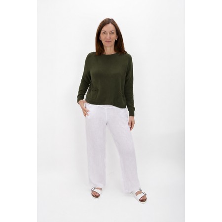 Amazing Woman Jodie Khaki Front Pocket Supersoft Knit Jumper - Green