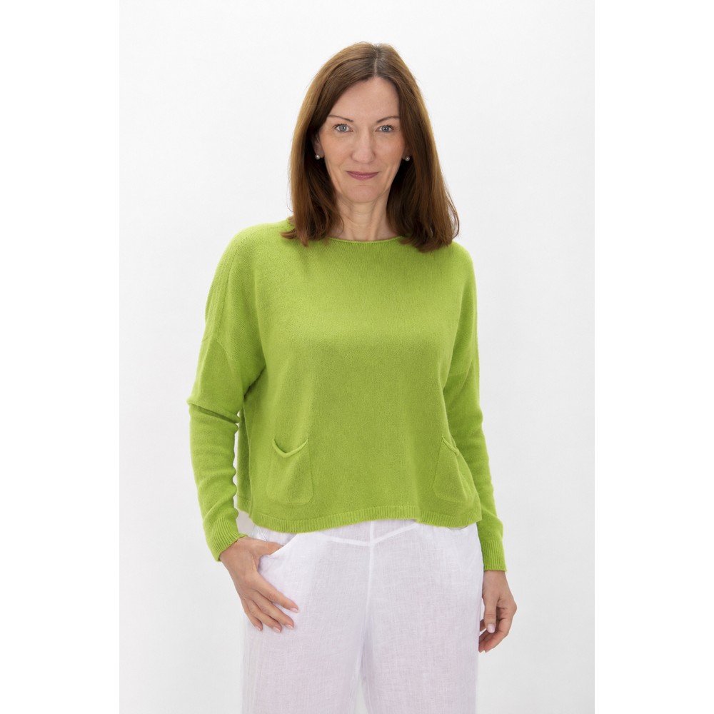 Amazing Woman Jodie Kiwi Front Pocket Supersoft Knit Jumper Kiwi