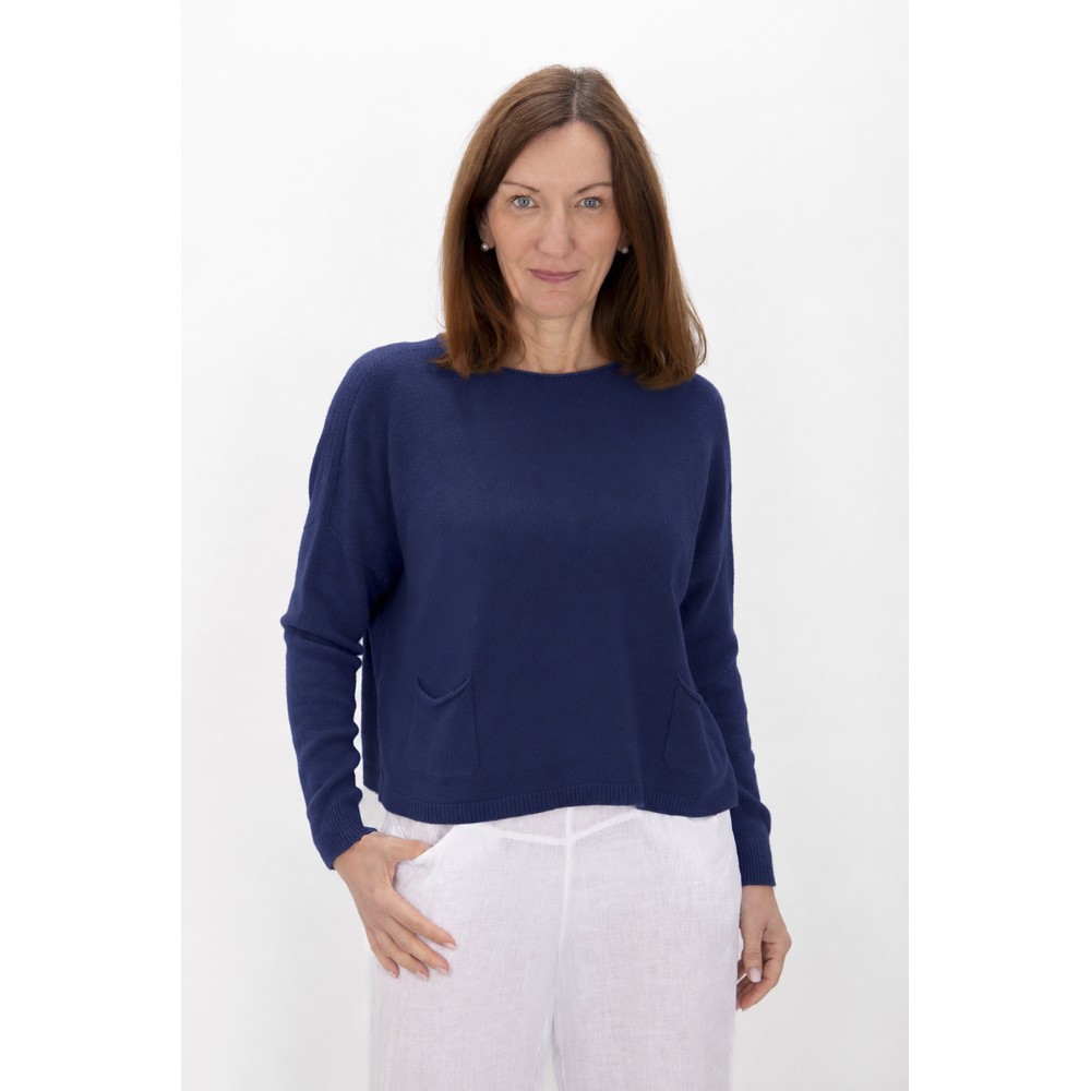 Amazing Woman Jodie Light Navy Front Pocket Supersoft Knit Jumper Light Navy