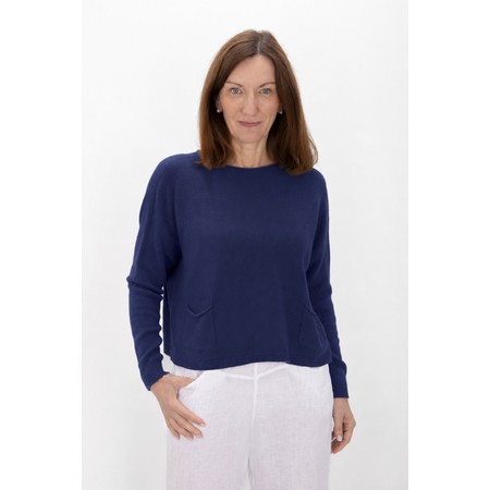 Amazing Woman Jodie Light Navy Front Pocket Supersoft Knit Jumper - Blue