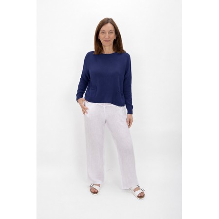 Amazing Woman Jodie Light Navy Front Pocket Supersoft Knit Jumper - Blue