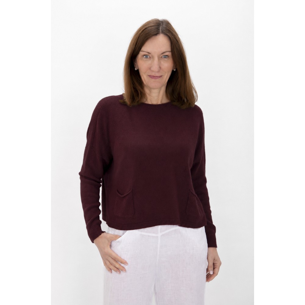 Amazing Woman Jodie Mulberry Purple Front Pocket Supersoft Knit Jumper Mulberry