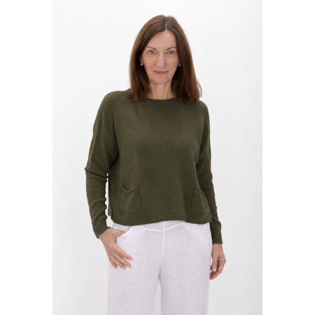 Amazing Woman Jodie Musch Olive Front Pocket Supersoft Knit Jumper - Green