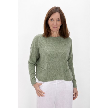 Amazing Woman Jodie Olive Green Front Pocket Supersoft Knit Jumper - Green