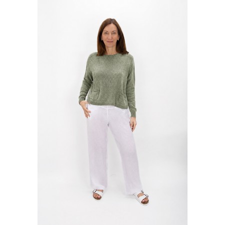Amazing Woman Jodie Olive Green Front Pocket Supersoft Knit Jumper - Green