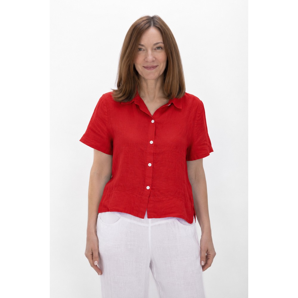 Amazing Woman Marilyn Red Boxy Linen Shirt Red