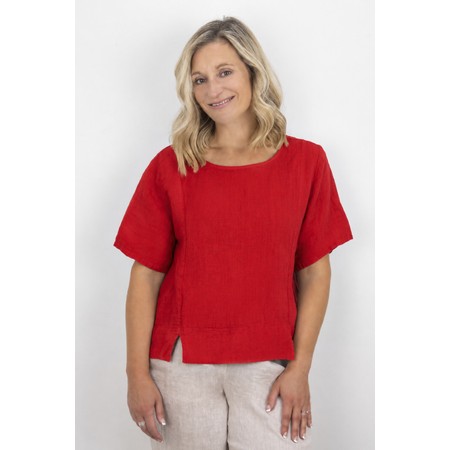 Amazing Woman Lucie Red Short Sleeved Linen Top - Red