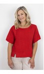 Amazing Woman Red Lucie Red Short Sleeved Linen Top  