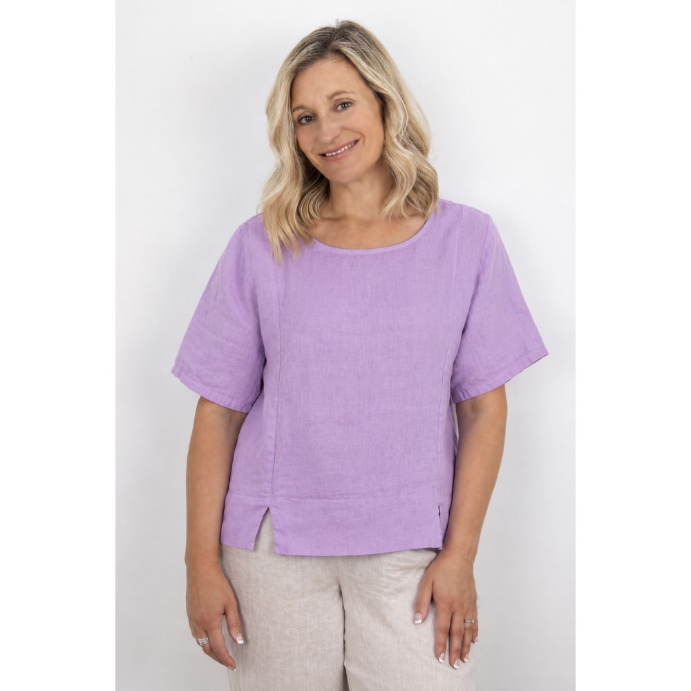 Amazing Woman Lucie Lilac Short Sleeved Linen Top Lilac