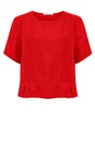 Amazing Woman Red Lucie Red Short Sleeved Linen Top  