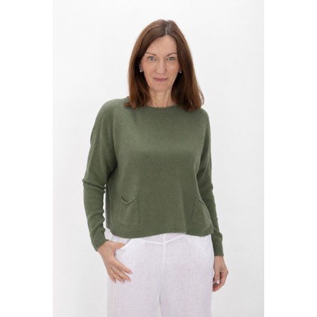 Amazing Woman Jodie Sage Green Front Pocket Supersoft Knit Jumper - Green