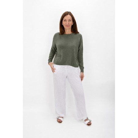 Amazing Woman Jodie Sage Green Front Pocket Supersoft Knit Jumper - Green