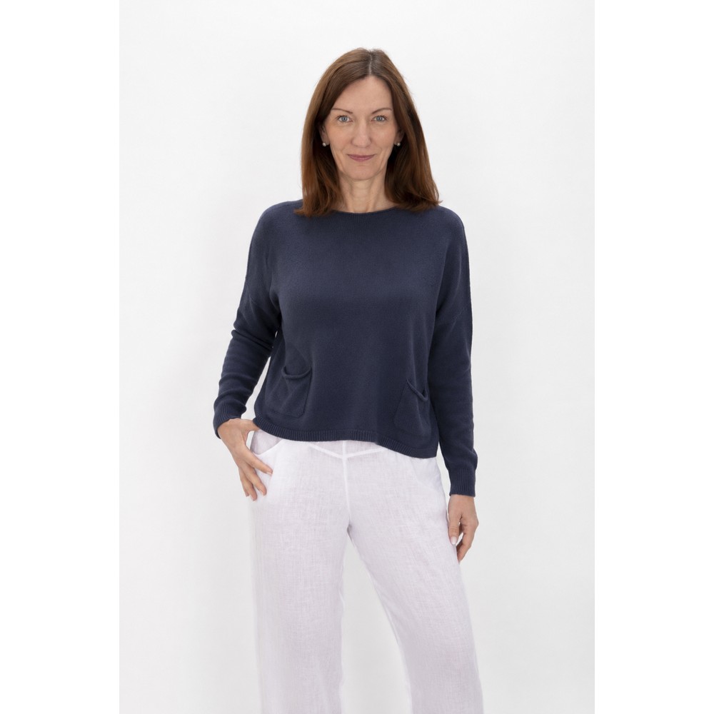 Amazing Woman Jodie Shadow Blue Front Pocket Supersoft Knit Jumper Shadow Blue