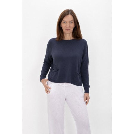 Amazing Woman Jodie Shadow Blue Front Pocket Supersoft Knit Jumper - Blue