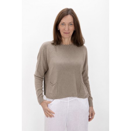 Amazing Woman Jodie Smoke Front Pocket Supersoft Knit Jumper - Beige