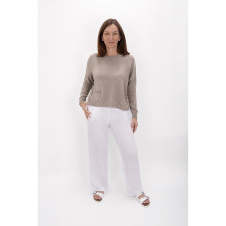 Amazing Woman Jodie Smoke Front Pocket Supersoft Knit Jumper - Beige