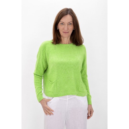 Amazing Woman Jodie Summer Green  Front Pocket Supersoft Knit Jumper - Green
