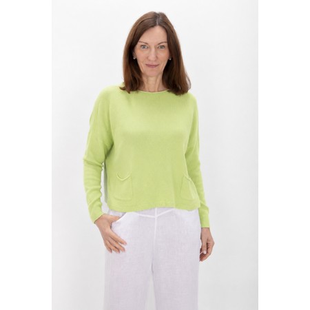 Amazing Woman Jodie Summer Lime Front Pocket Supersoft Knit Jumper - Green