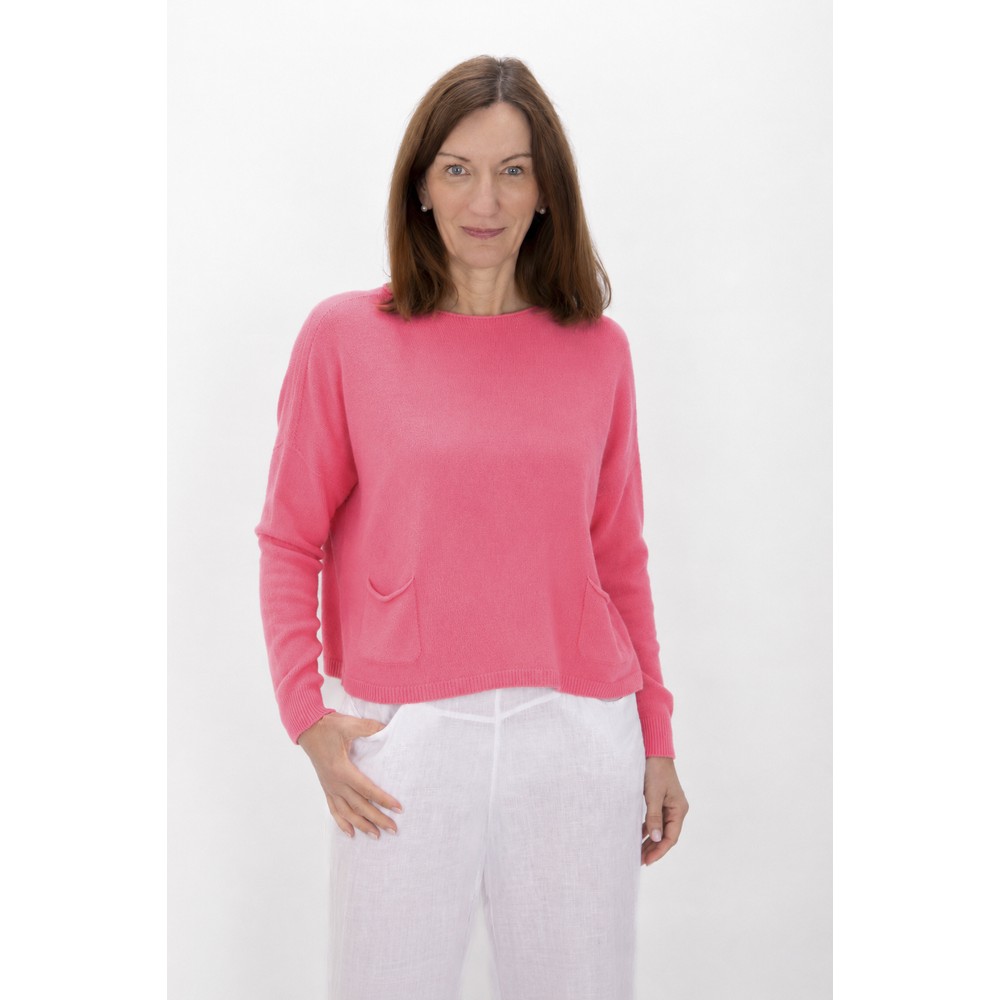Amazing Woman Jodie Summer Pink Front Pocket Supersoft Knit Jumper Summer Pink