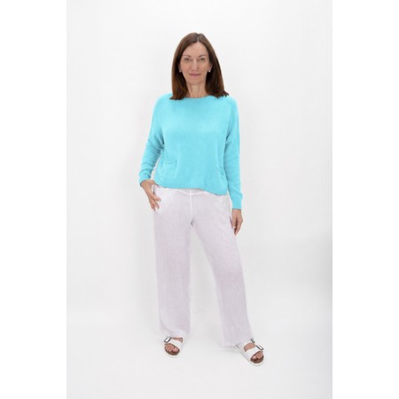 Amazing Woman Jodie Summer Turquoise Front Pocket Supersoft Knit Jumper - Turquoise