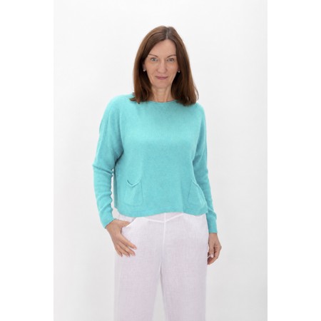 Amazing Woman Jodie Summer Turquoise Front Pocket Supersoft Knit Jumper - Turquoise