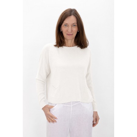 Amazing Woman Jodie White Front Pocket Supersoft Knit Jumper - White