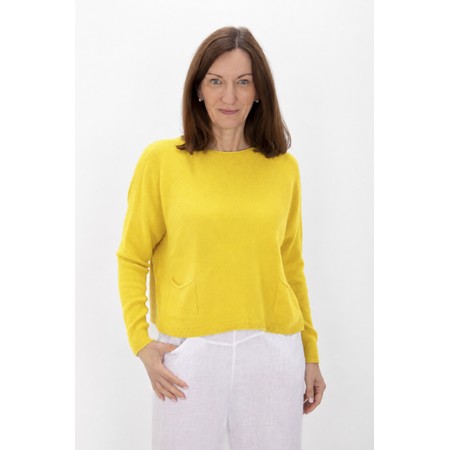 Amazing Woman Jodie Ochre Front Pocket Supersoft Knit Jumper - Yellow