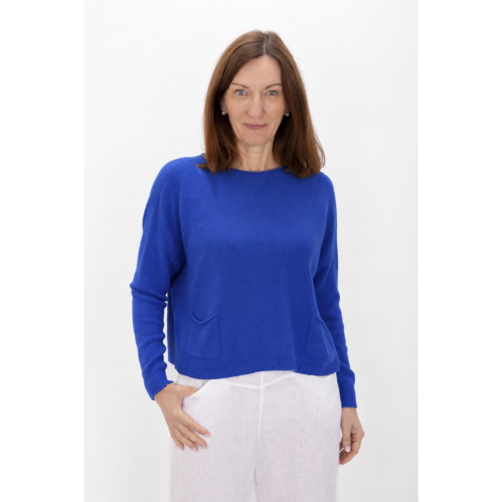 Amazing Woman Jodie Blusa Blue Front Pocket Supersoft Knit Jumper Blusa Blue