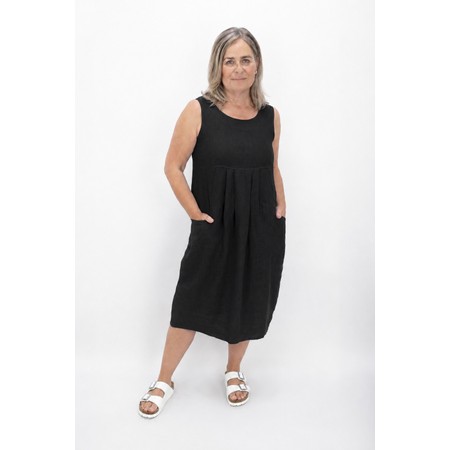 Amazing Woman Nerida Black Scoop Neck Linen Dress - Black
