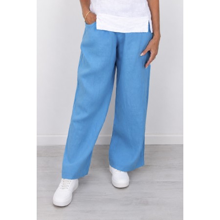 Amazing Woman Orla Long Linen Trouser - Blue