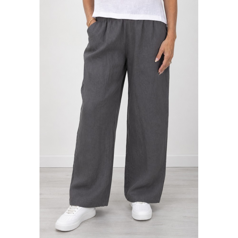 Amazing Woman Orla Long Charcoal Linen Trouser Charcoal
