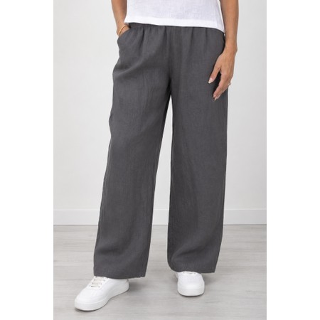 Amazing Woman Orla Long Charcoal Linen Trouser - Black