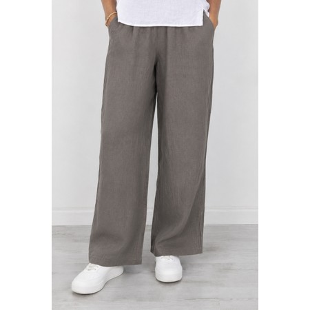 Amazing Woman Orla Long Dark Mud Linen Trouser - Beige