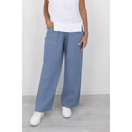 Amazing Woman Orla Long Denim Linen Trouser - Blue